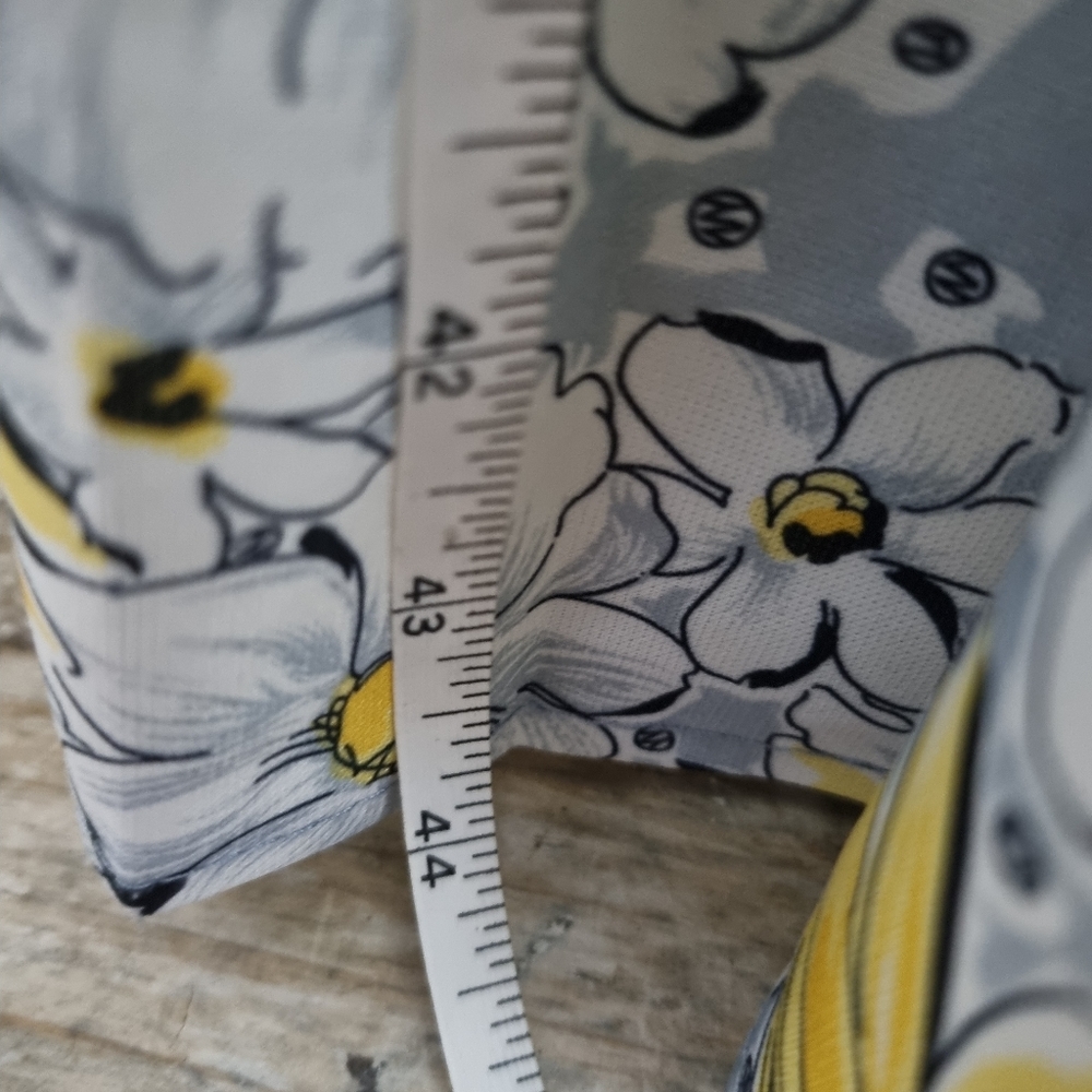 Vintage Heather Valley Dress Size 14 1970's Yellow Grey Daisy Sleeveless Button - Picture 10 of 10